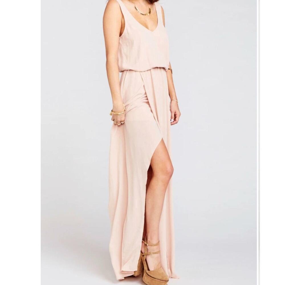 Show Me Your Mumu Kendall Maxi Dress Dusty Blush Crisp Women’s Size Small